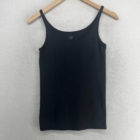 Eileen Fisher Tops - EILEEN FISHER Tank Top PS Organic Cotton Ribbed Jersey Cami Scoop Neck Black